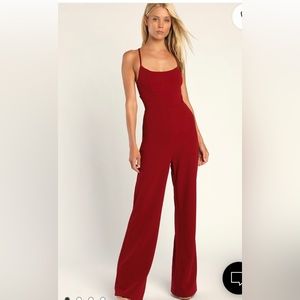 Sincerely Stunning Burgundy Scoop Neck Wide-Leg Jumpsuit
